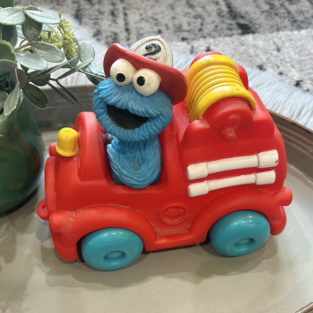 Vintage Tyco Playtime Sesame‎ Street Cookie Monster Fire Truck (1993) WORKING